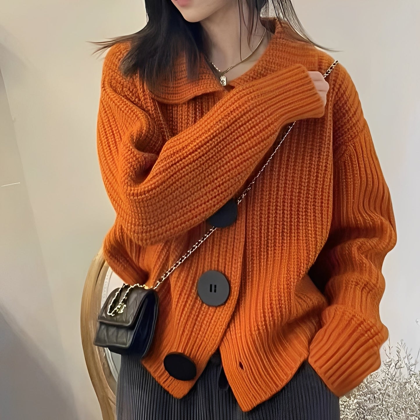 Alexus - Volný kardigan s knoflíkovou legou pro dámy