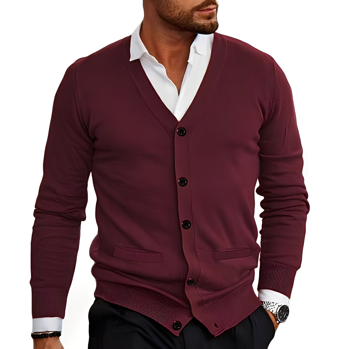 Kyler - Elegantní cardigan s knoflíkovou légou pro muže