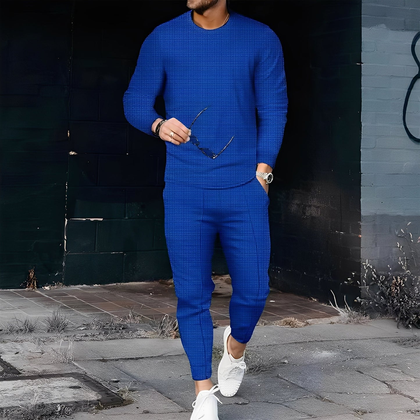 Dillan - Ležérní slim-fit souprava pro muže z vaflové látky