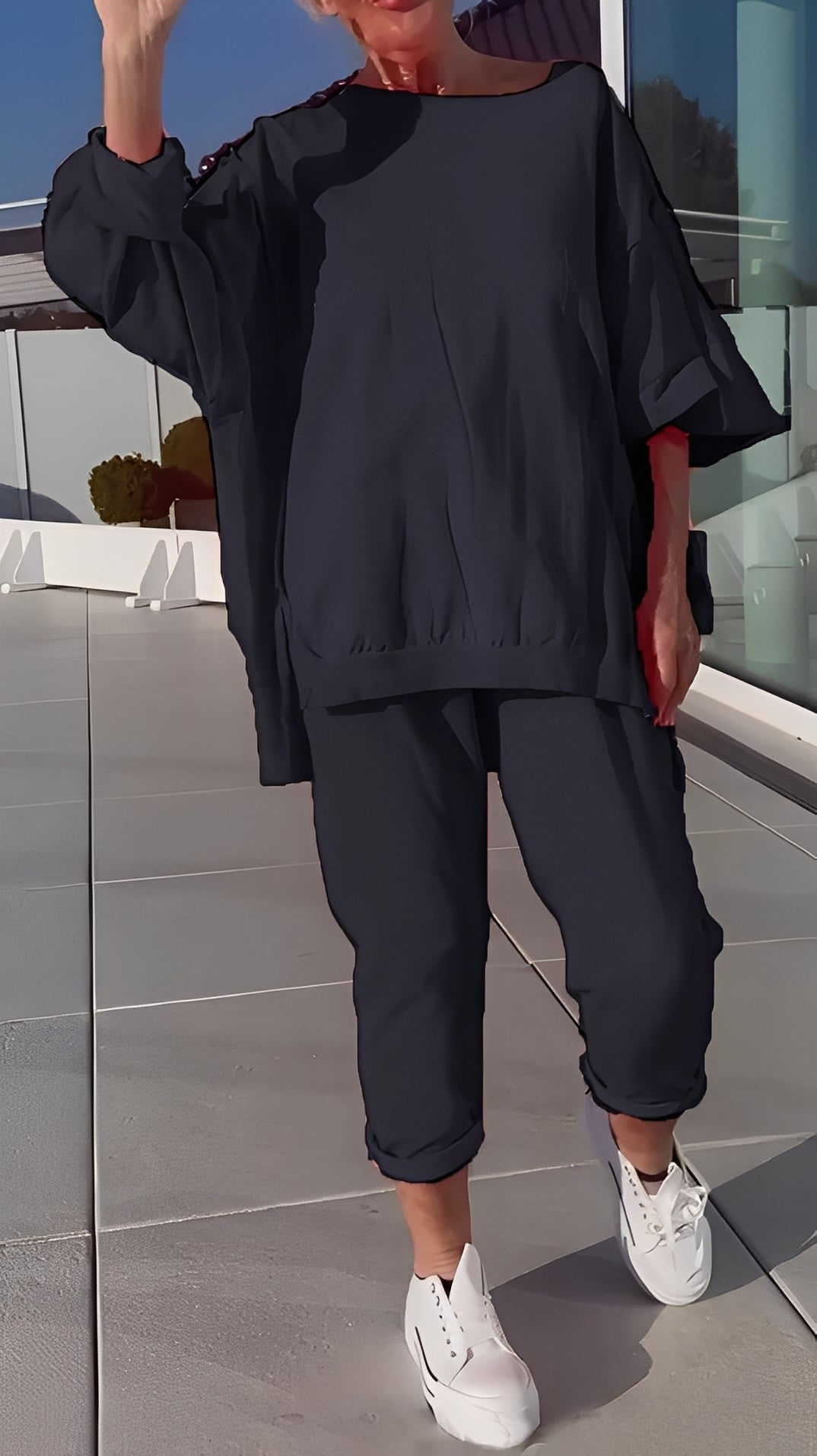 Eleanore - Ležérní souprava s volným vrcholem a kalhotami pro dámy