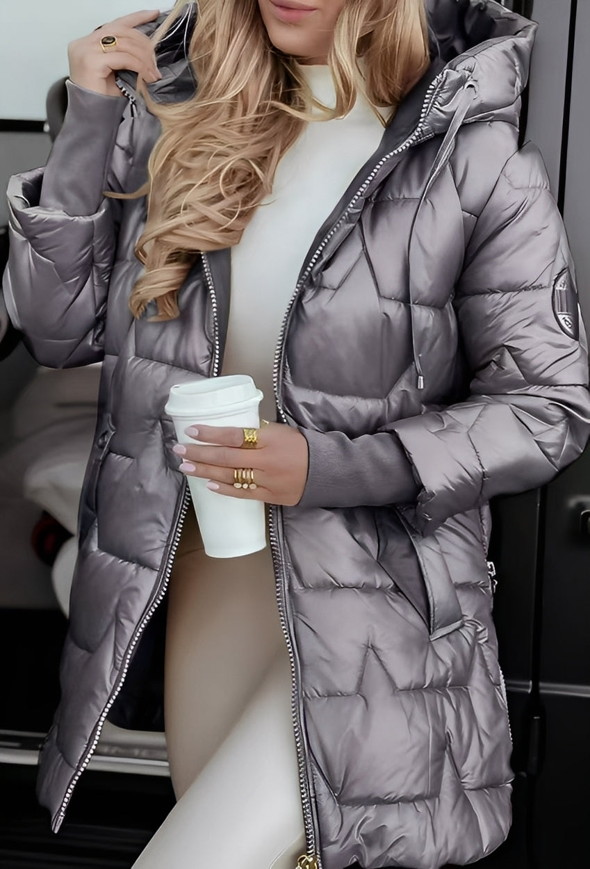Georgina - Elegantní péřová bunda s kapucí pro dámy