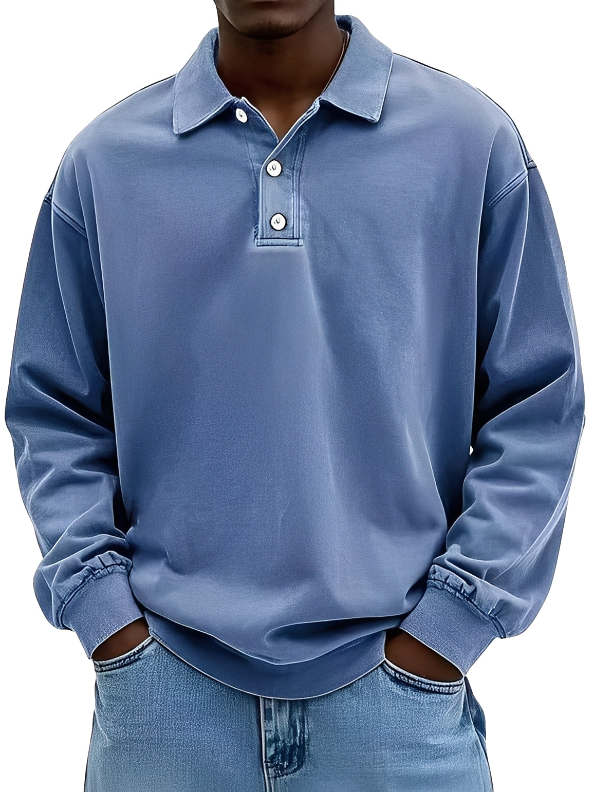 Clayton - Klasické Dlouhý Rukáv Poloshirt pro Muže