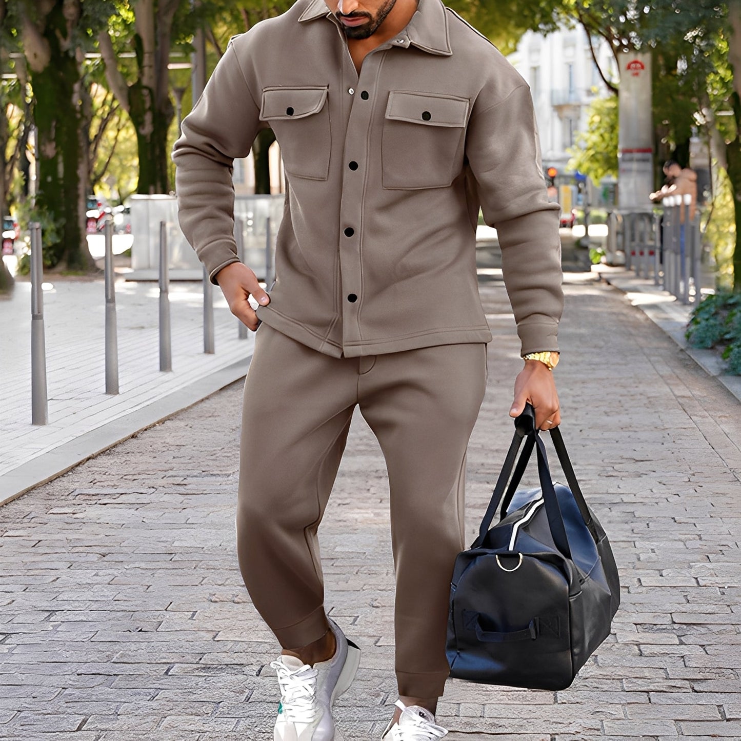Kent - Lehké Slim-Fit Set z Hemdem a Kalhotami pro Muže