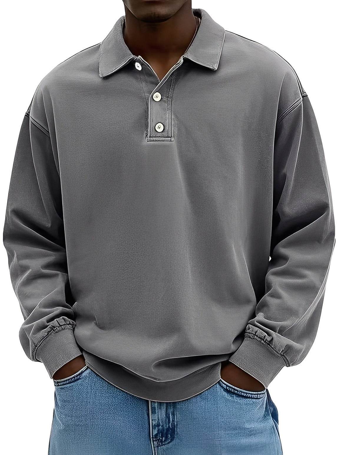 Clayton - Klasické Dlouhý Rukáv Poloshirt pro Muže