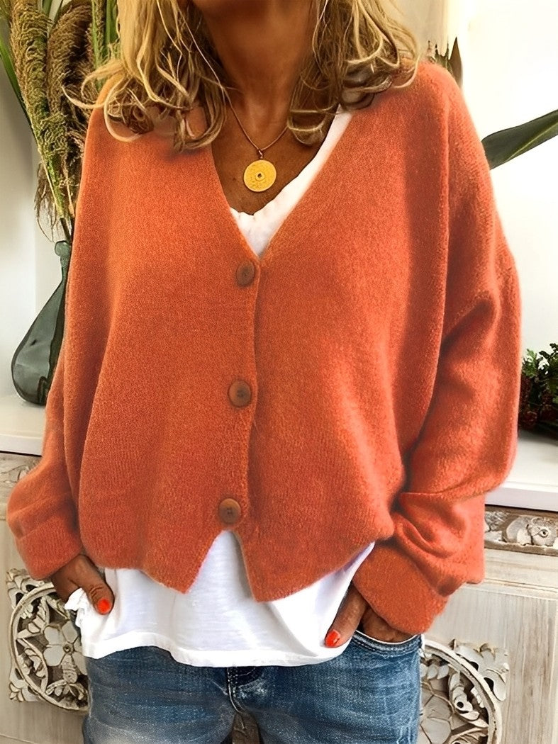 Evette - Ležérní pletená bunda s knoflíky pro dámy