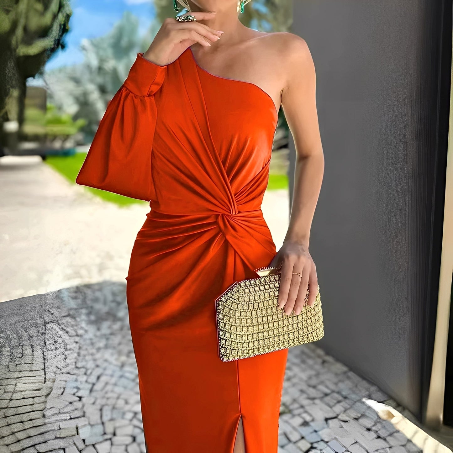 Pauline - Elegantní, drapované One-rameno šaty pro dámy