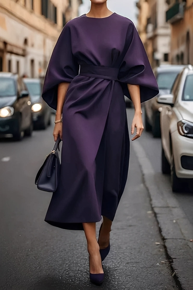 Nicole - Stylové midi šaty s lucernovými rukávy pro dámy