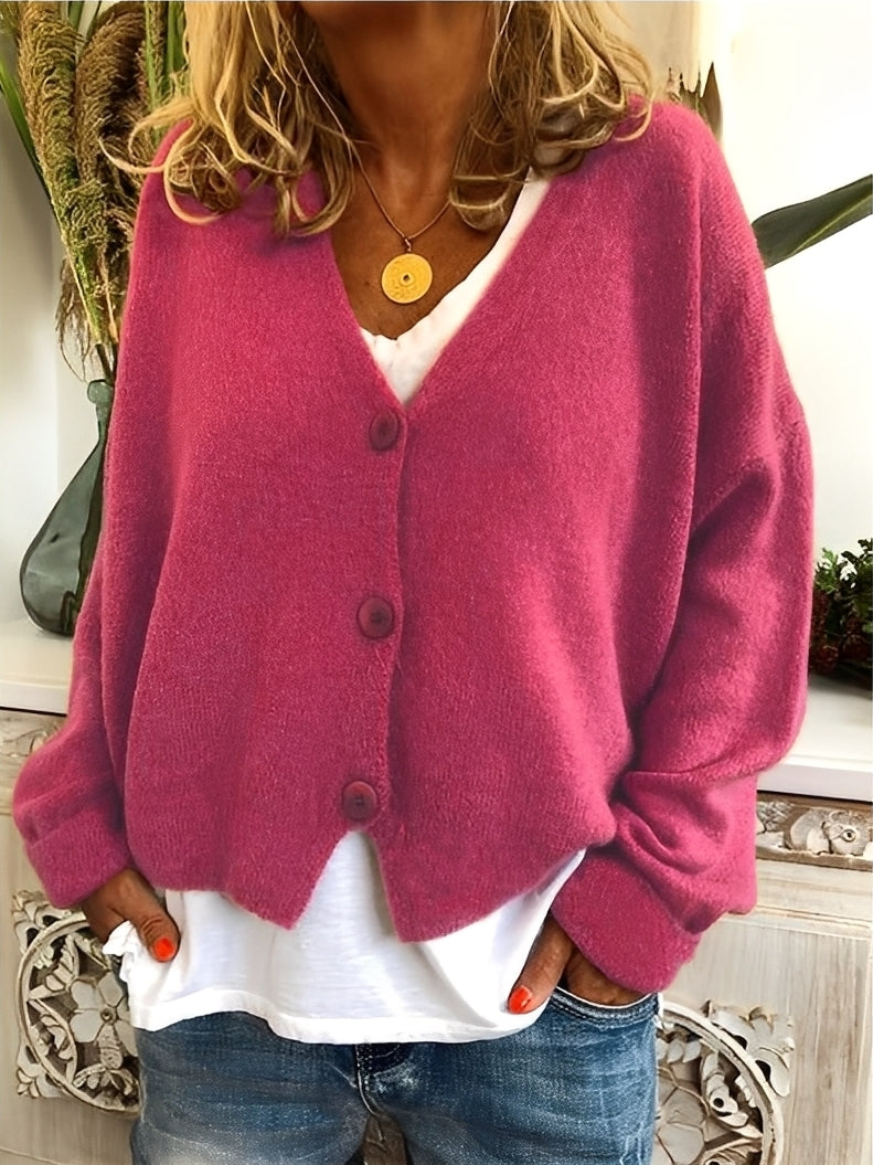 Evette - Ležérní pletená bunda s knoflíky pro dámy