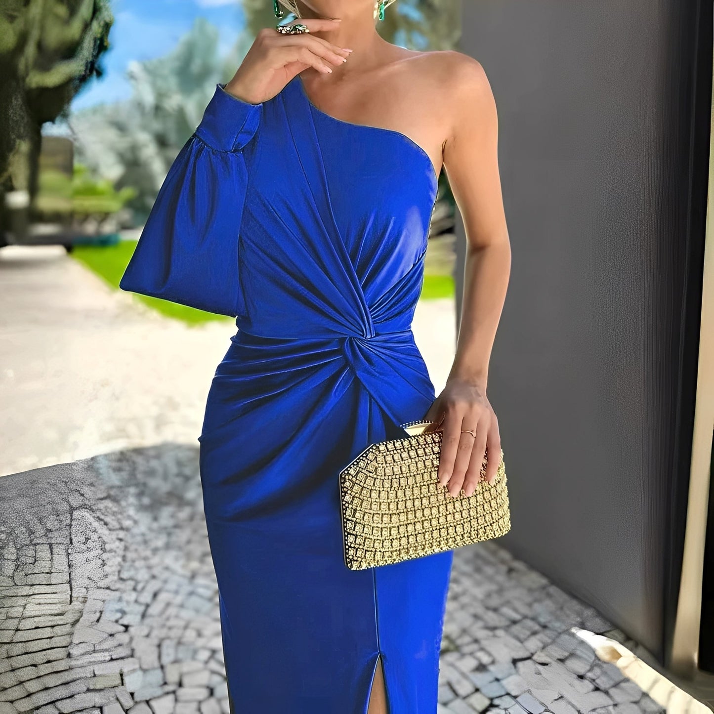Pauline - Elegantní, drapované One-rameno šaty pro dámy