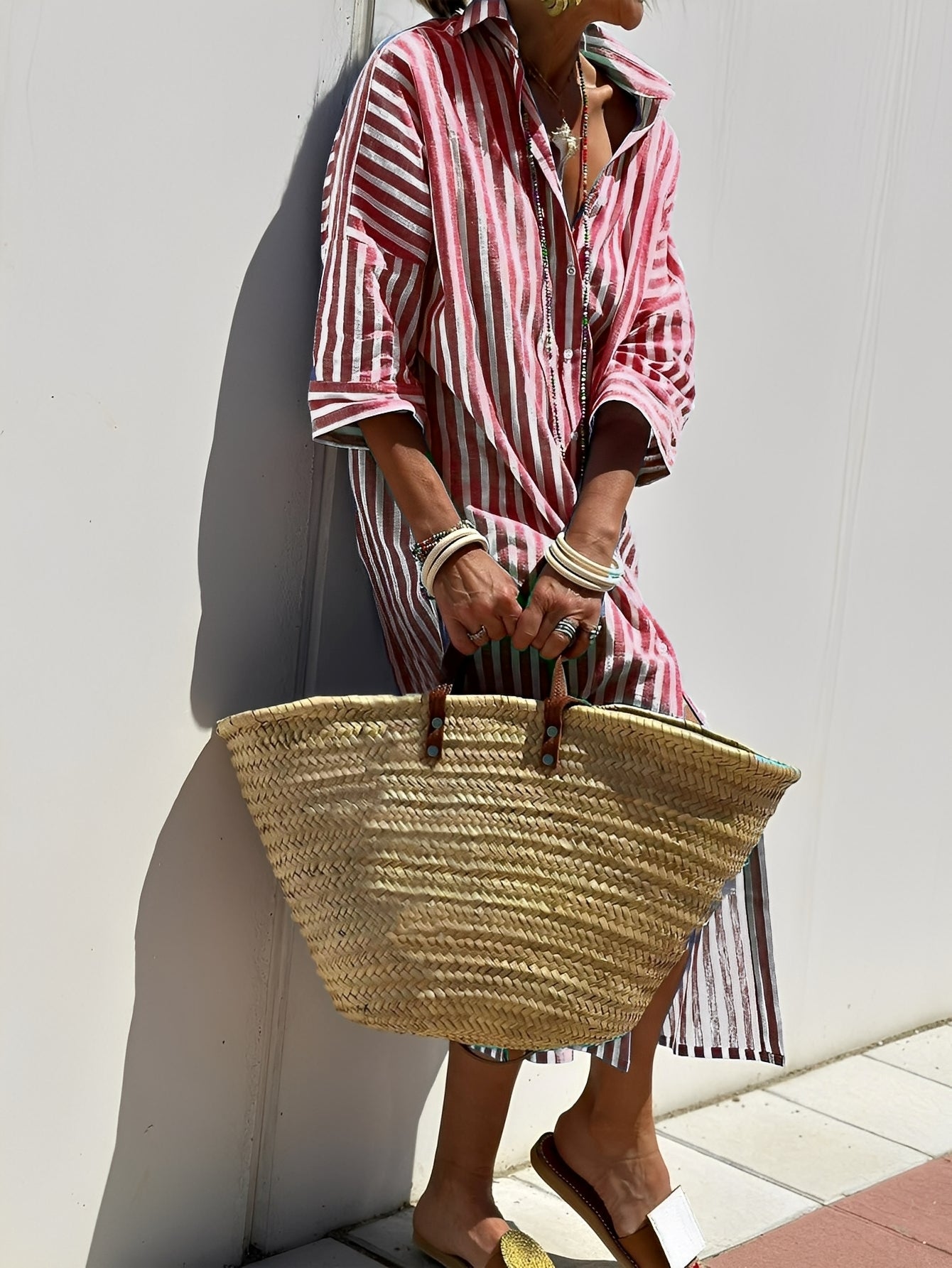 Merilyn - Pohodlné košilové šaty s pruhy pro dámy