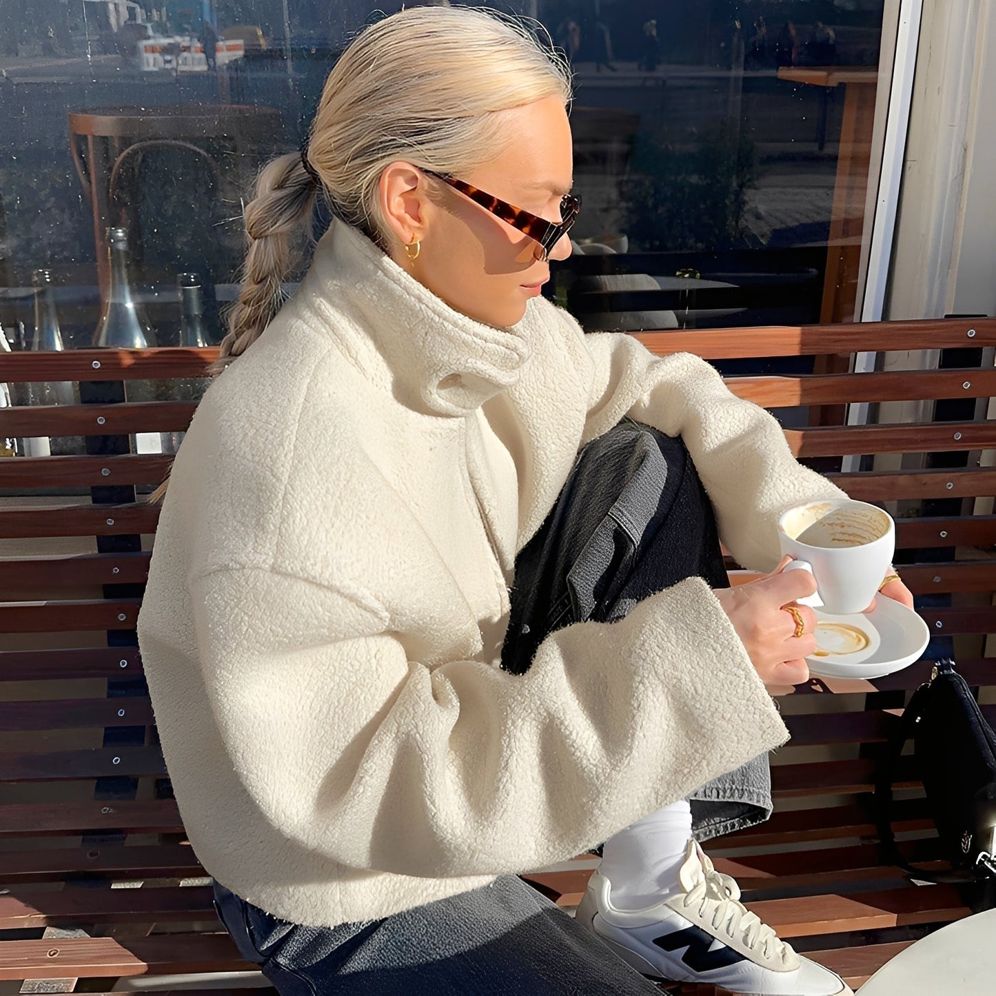 Shania - Módní, ležérní oversize fleece kabát pro ženy