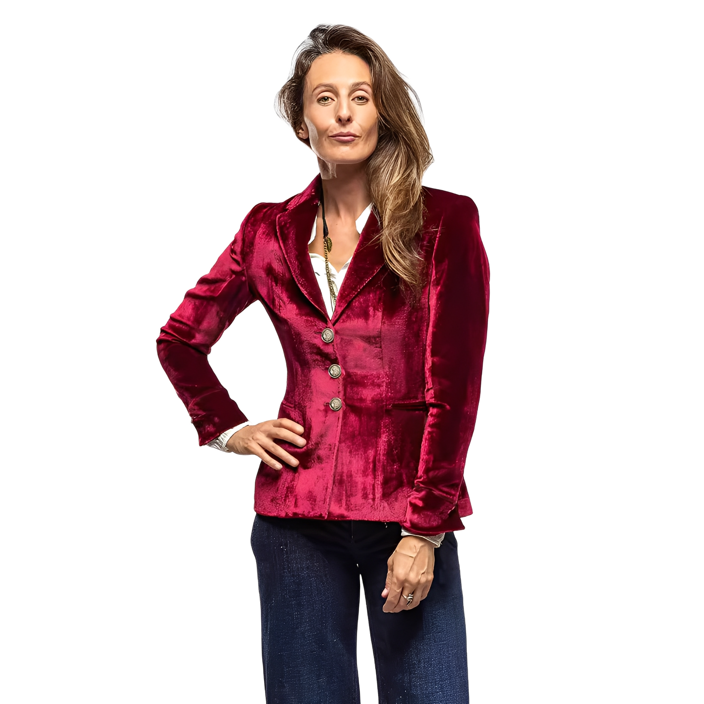 Martha - Klasický blazer s reverzním límcem ze sametu pro dámy