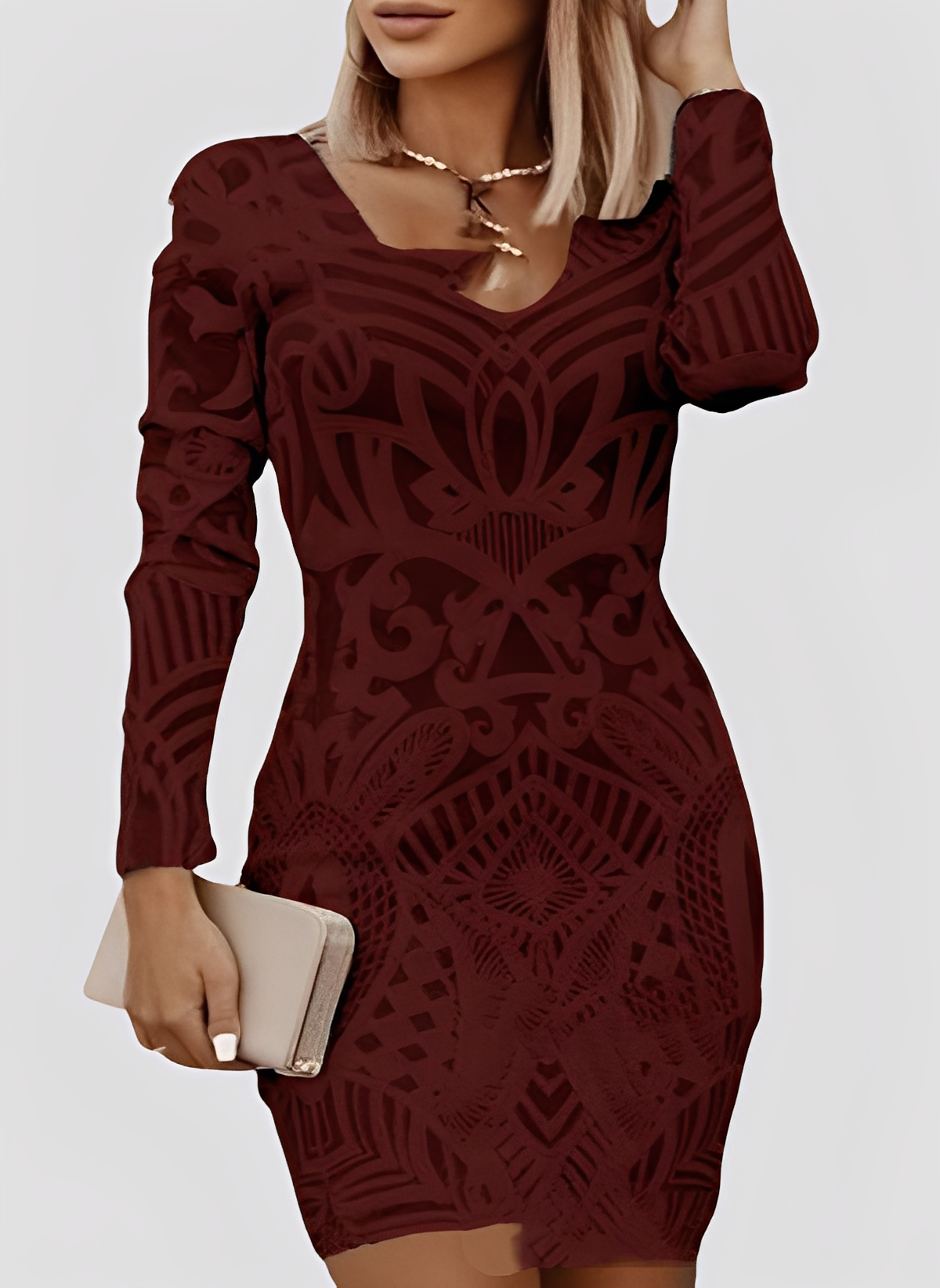 Caitlyn - Stylové, dlouhorukávé Slim-Fit šaty pro ženy