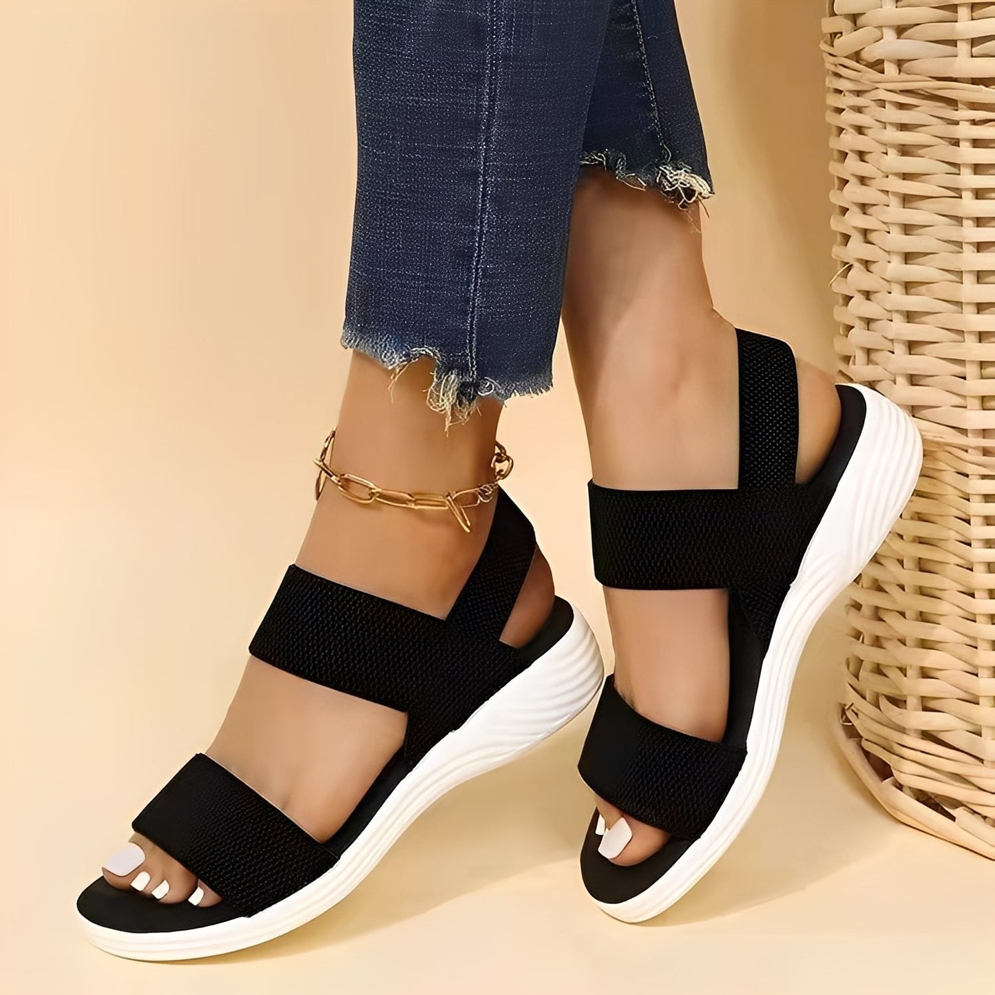 Jessika - Neformální ploché sandály z Flyknit pro dámy