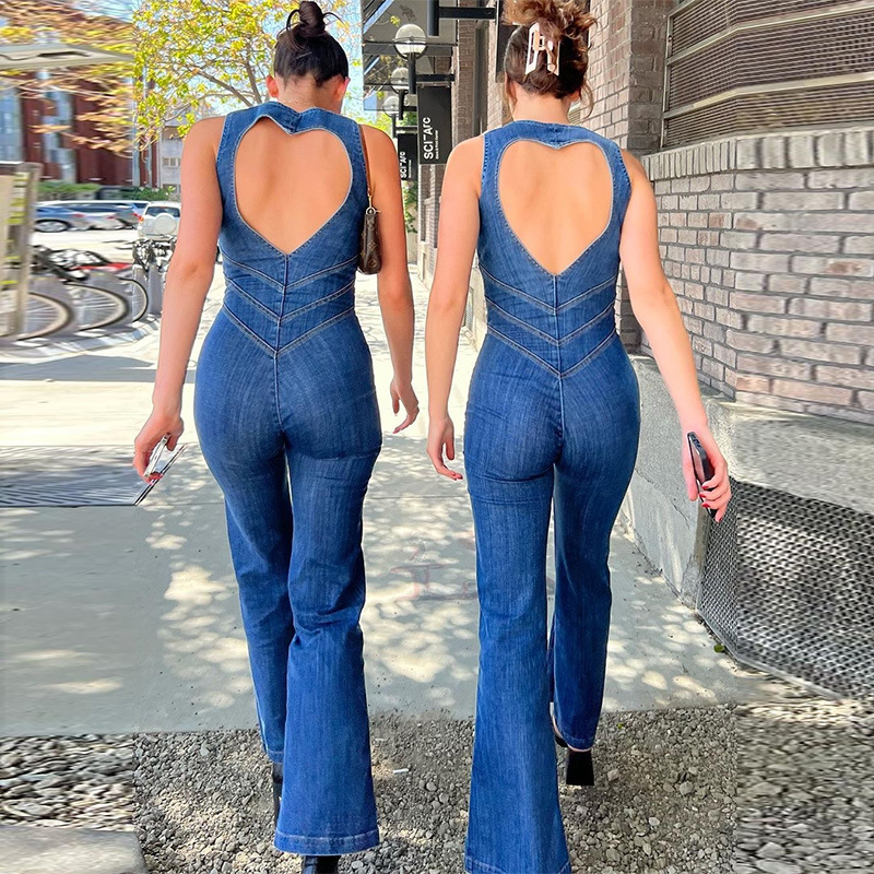 Suzanne - Zadní letní overal z denimu pro ženy