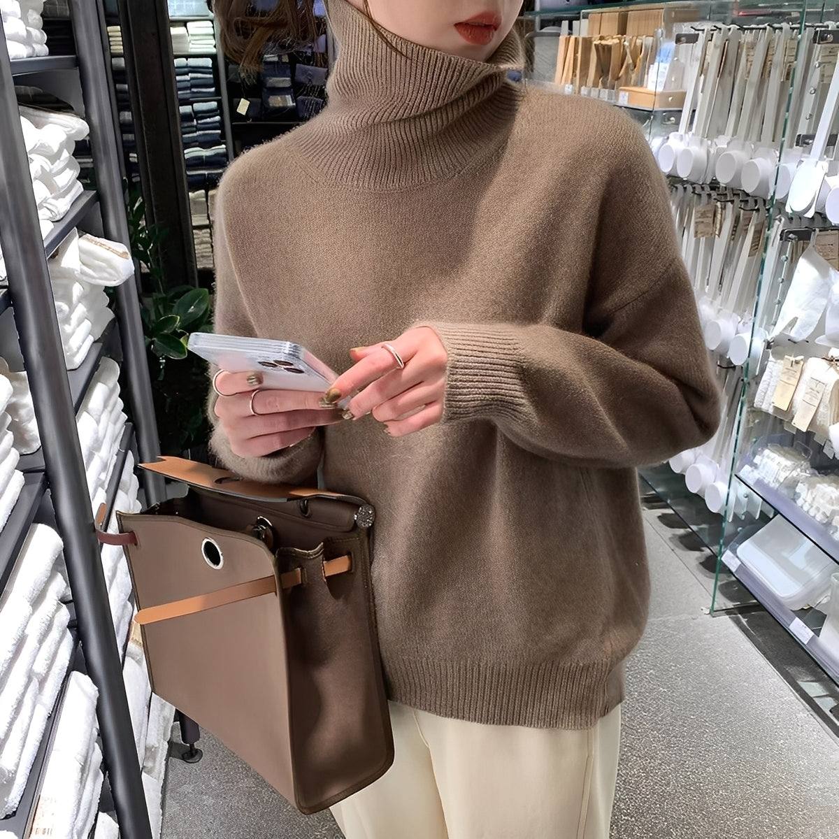 Natalia - Elegantní rolákový svetr z kašmíru pro dámy