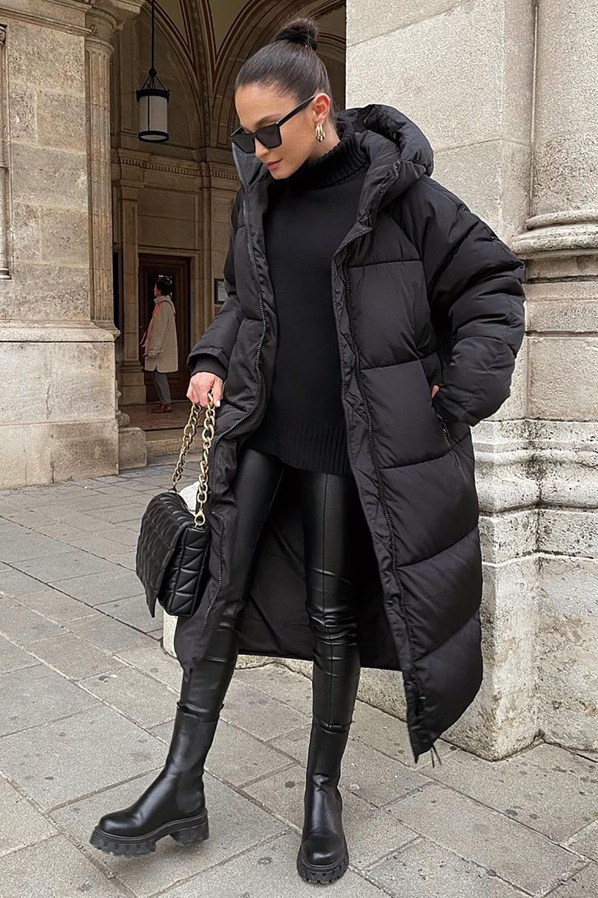 Khloe - Teplý, dlouhý, vycpaný zimní kabát pro ženy