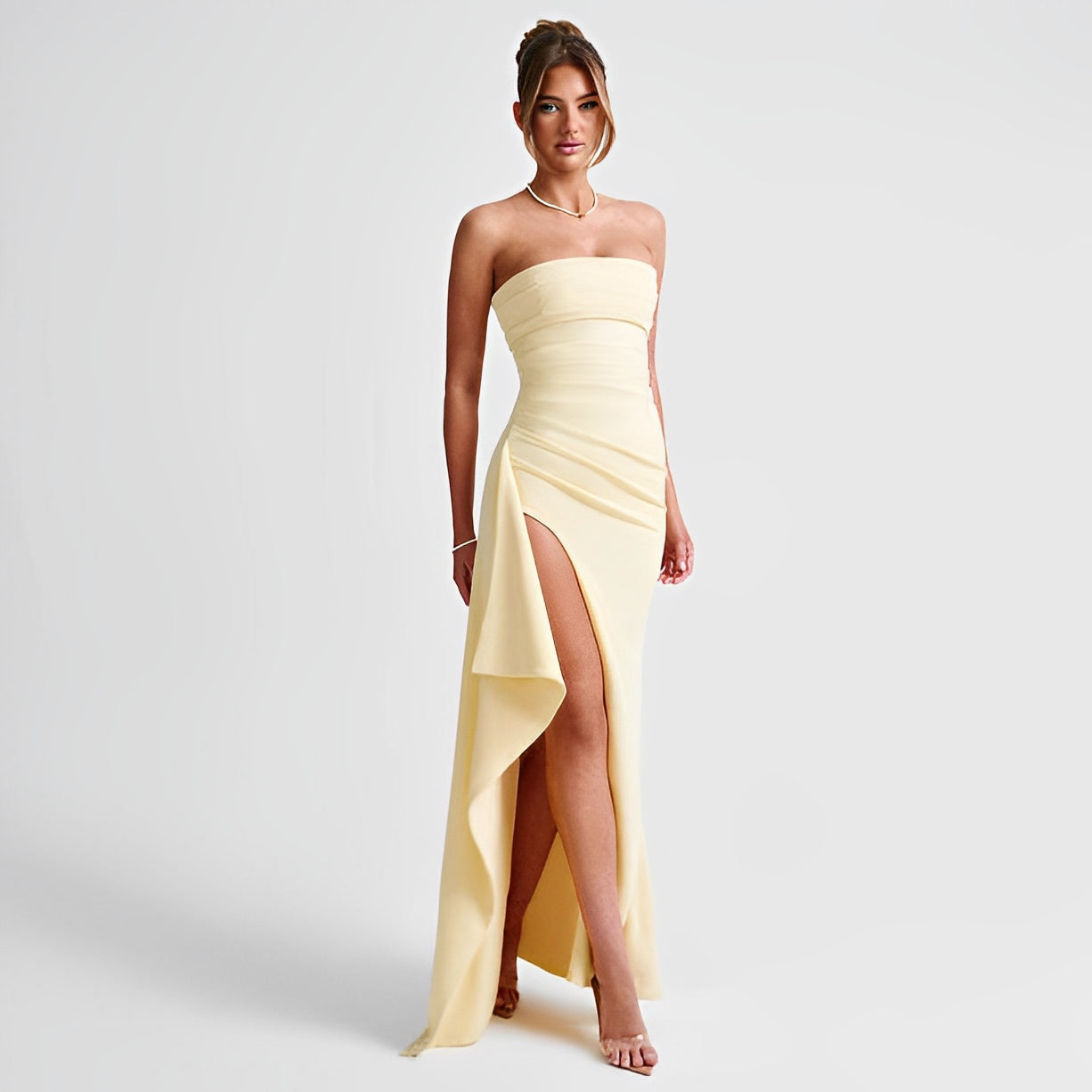 Camille - Elegantní bezramínkové maxi šaty pro ženy
