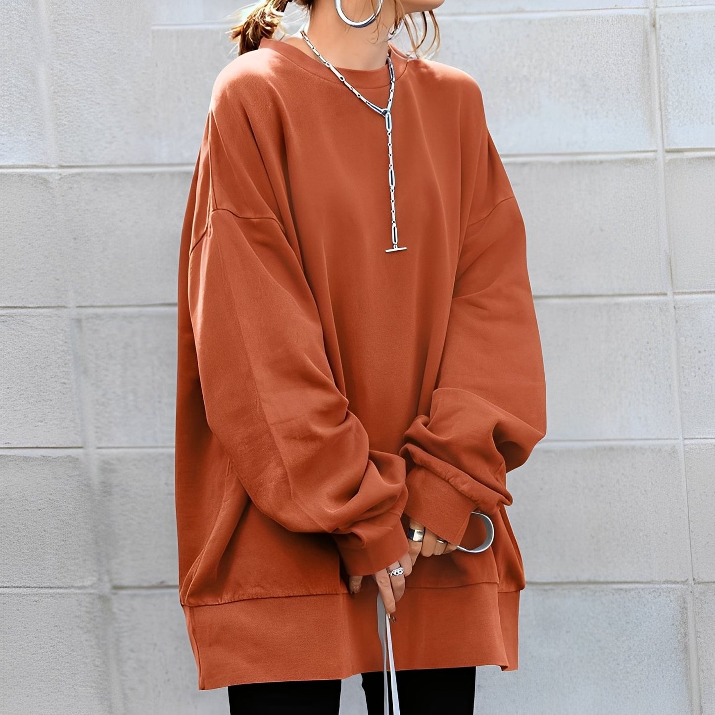Andrina - Oversized svetr s kulatým výstřihem pro ženy