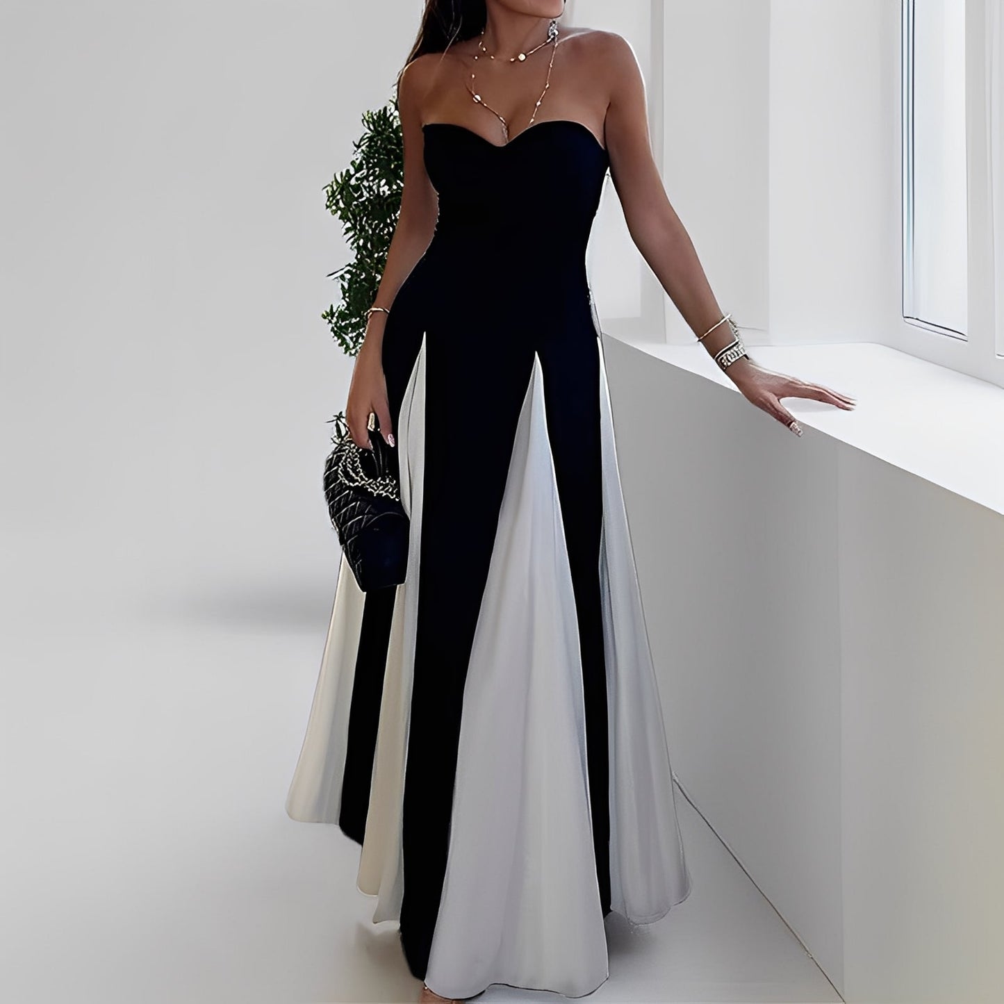 Charisse - Elegantní kontrastní sukně s velkým lemem pro ženy