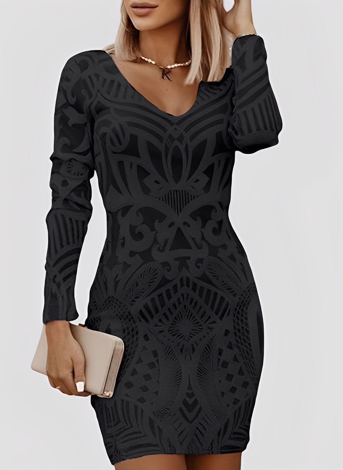 Caitlyn - Stylové, dlouhorukávé Slim-Fit šaty pro ženy