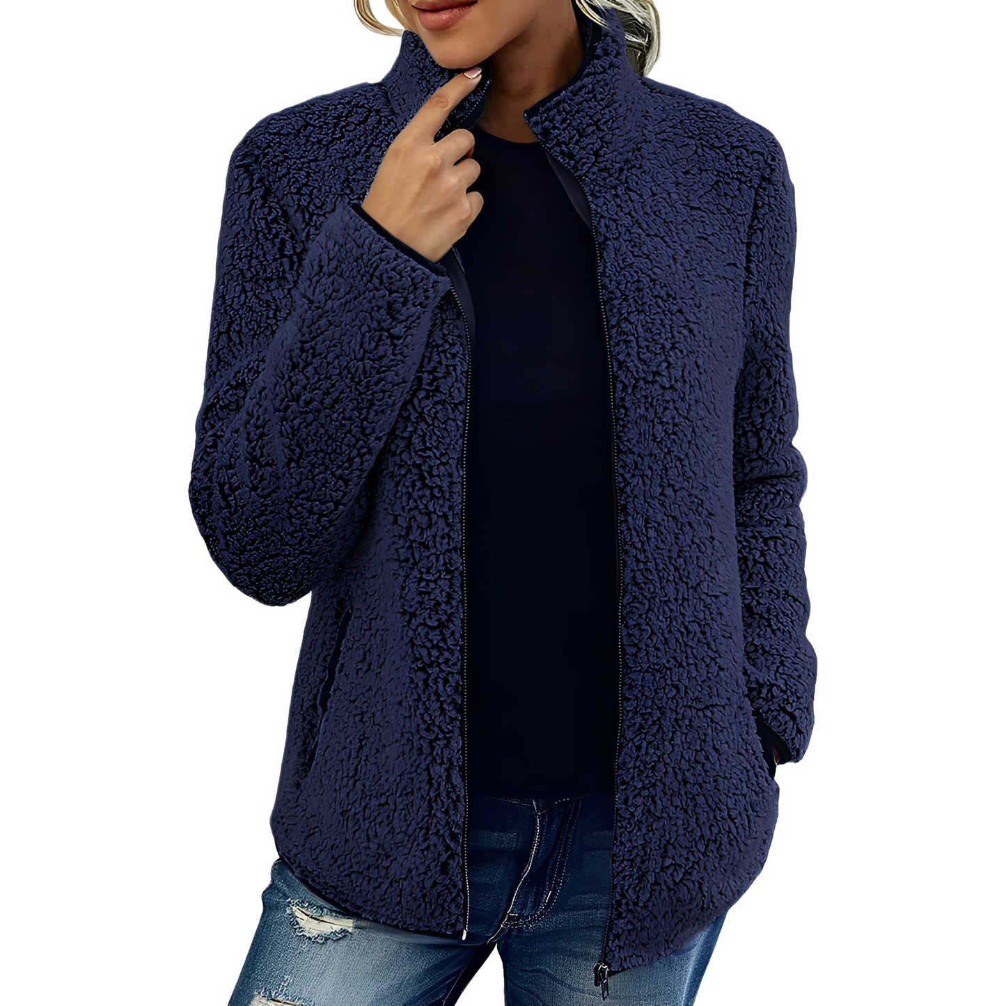 Alethea - Elegantní fleece-sametový kabát pro dámy