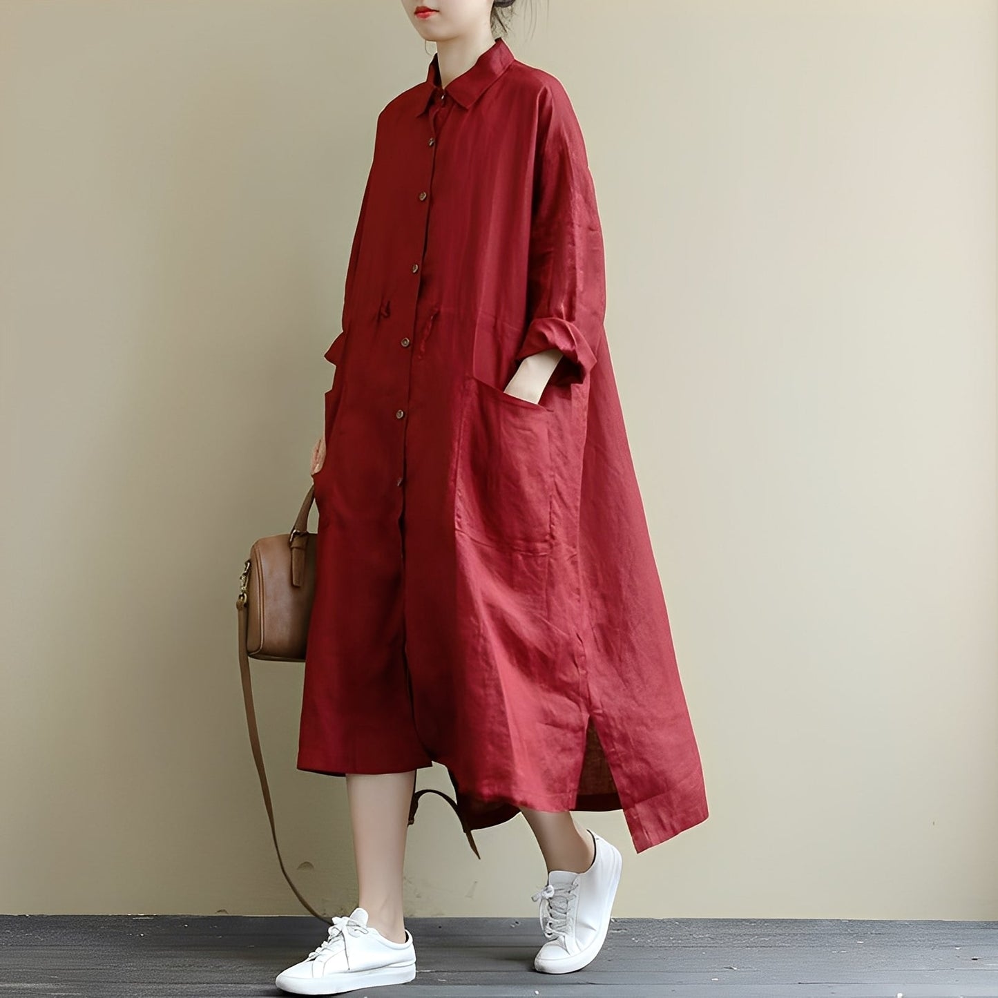 Chelsie - Oversized-maxišaty s knoflíky pro dámy