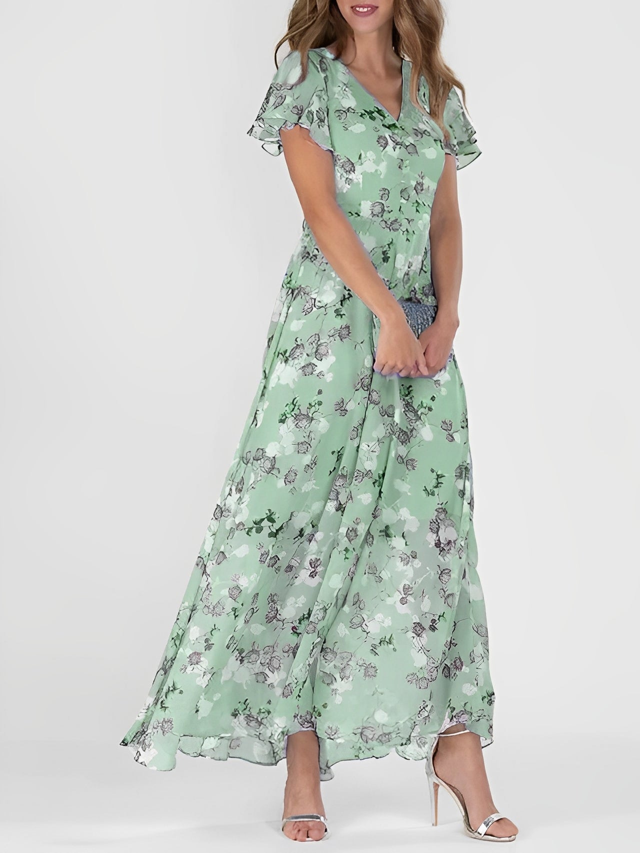 Giselle - Elegantní midi šaty s květinovým potiskem pro dámy
