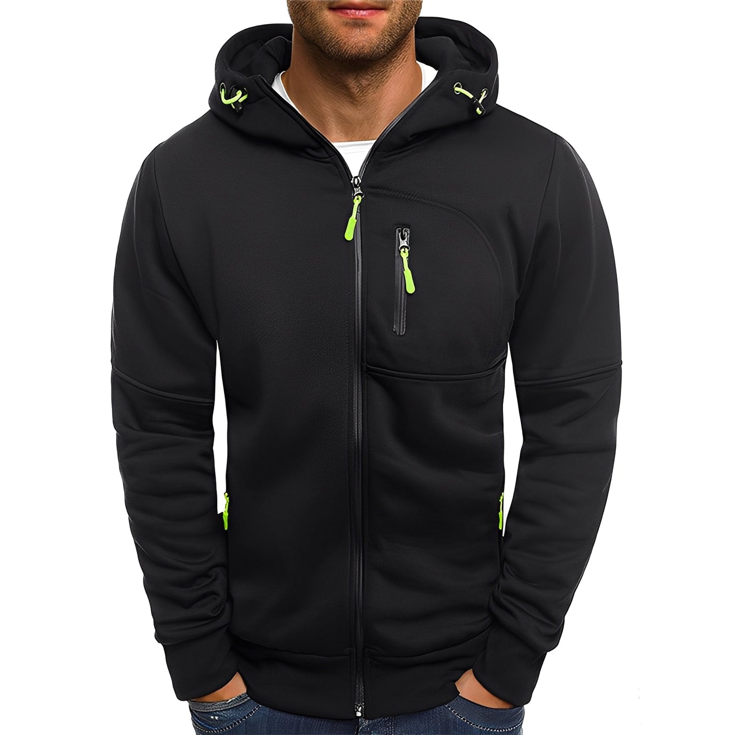 Allen - Moderní fleece bunda s kapucí pro muže