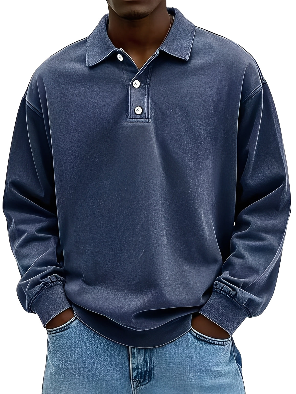 Clayton - Klasické Dlouhý Rukáv Poloshirt pro Muže