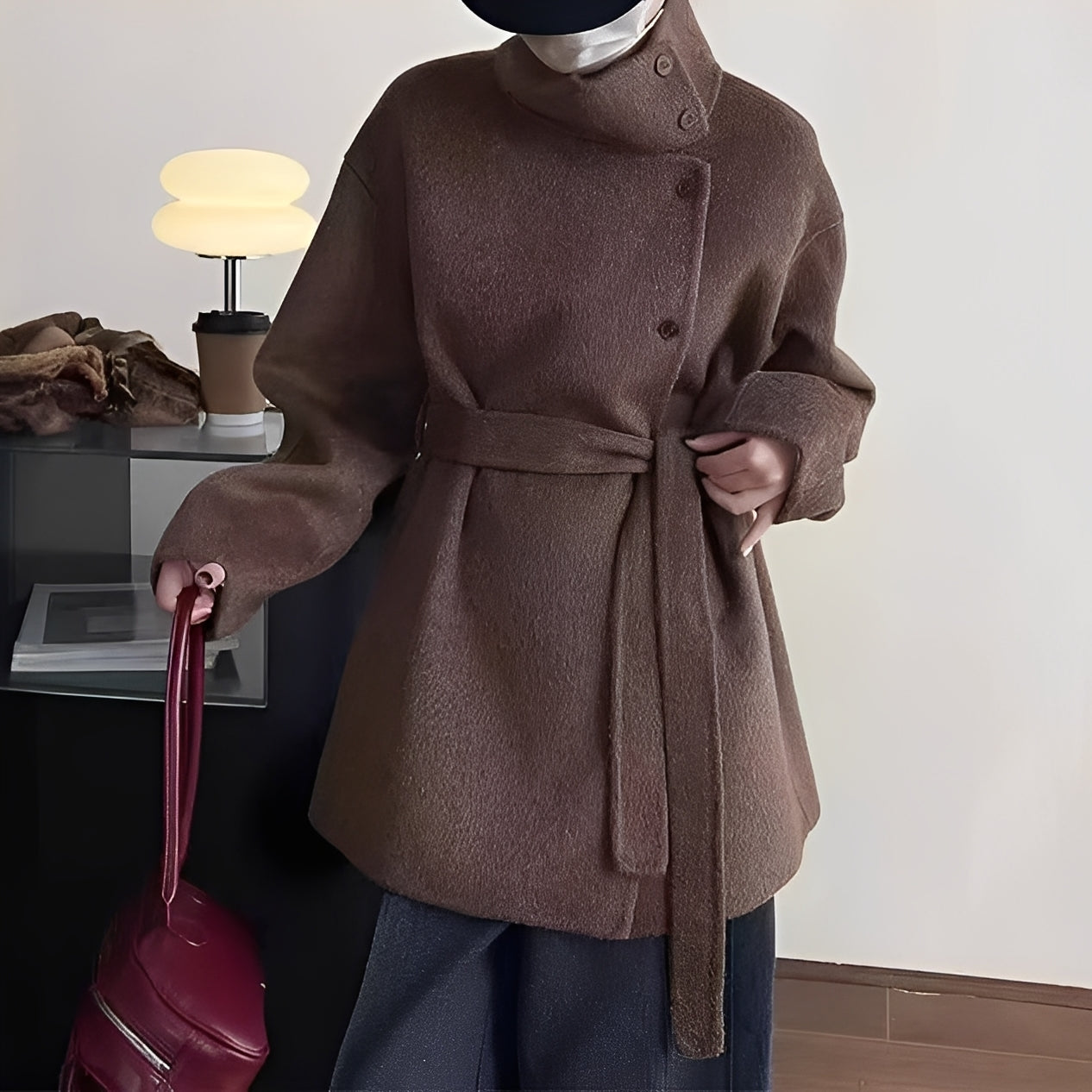 Claudia - Volný dvouřadový vlněný kabát pro ženy