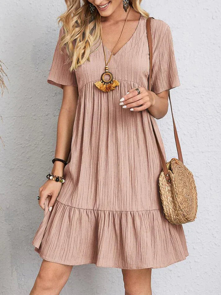 Julia - Šaty V-Neck Ženský a Plynulý