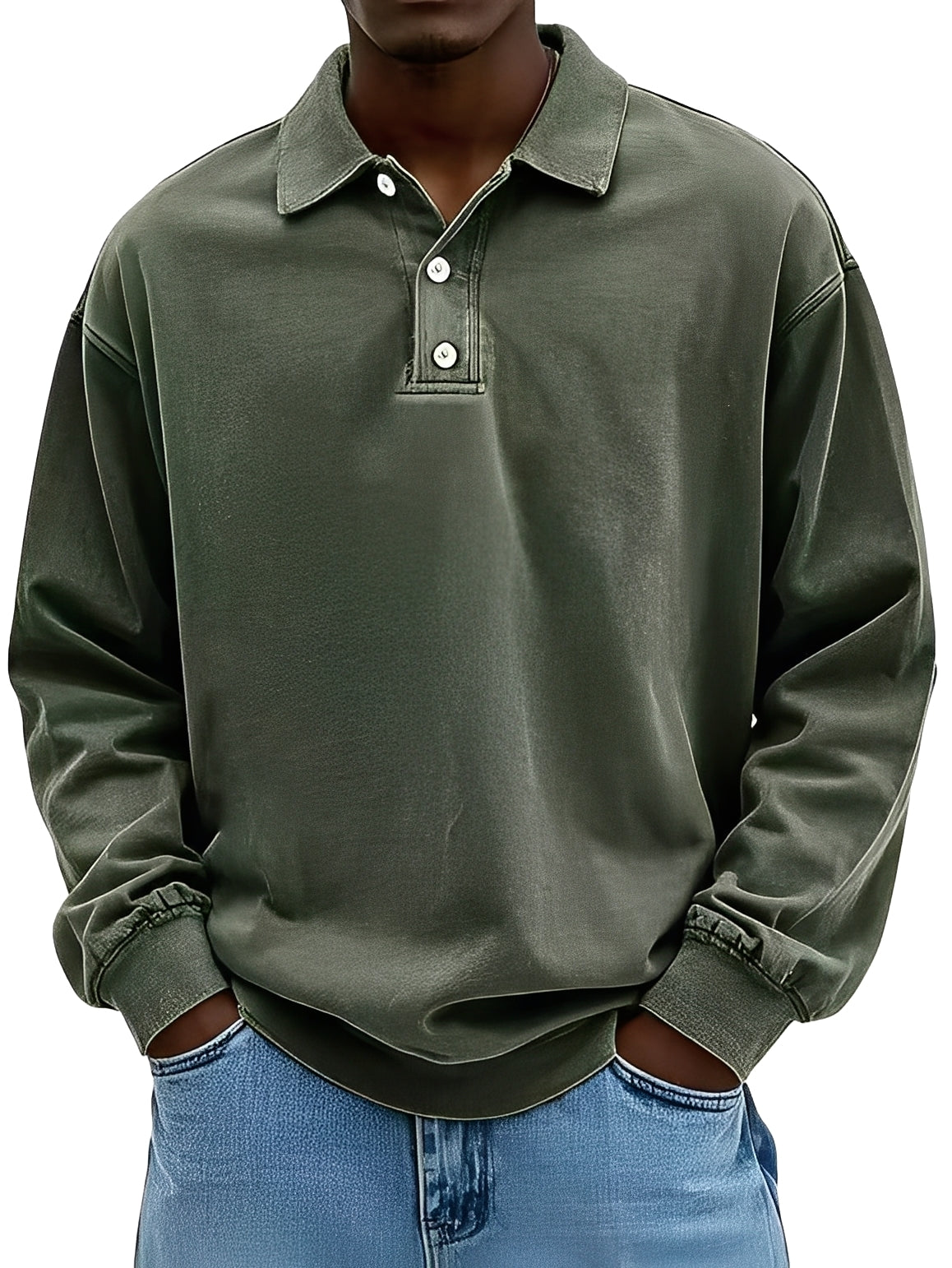 Clayton - Klasické Dlouhý Rukáv Poloshirt pro Muže