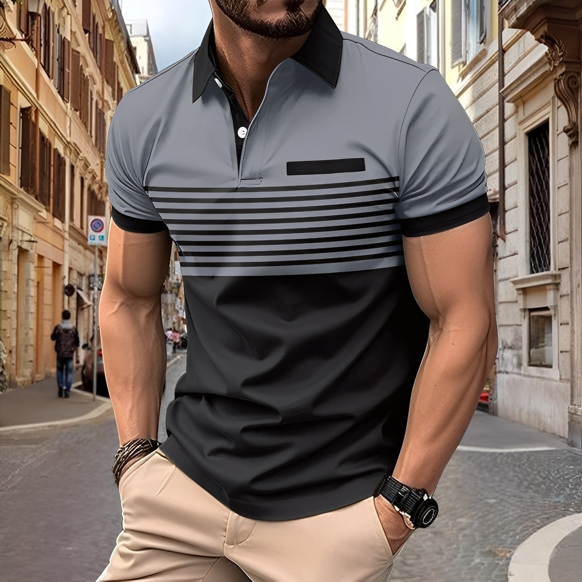 Rayden - Stylové pruhované polo tričko pro muže