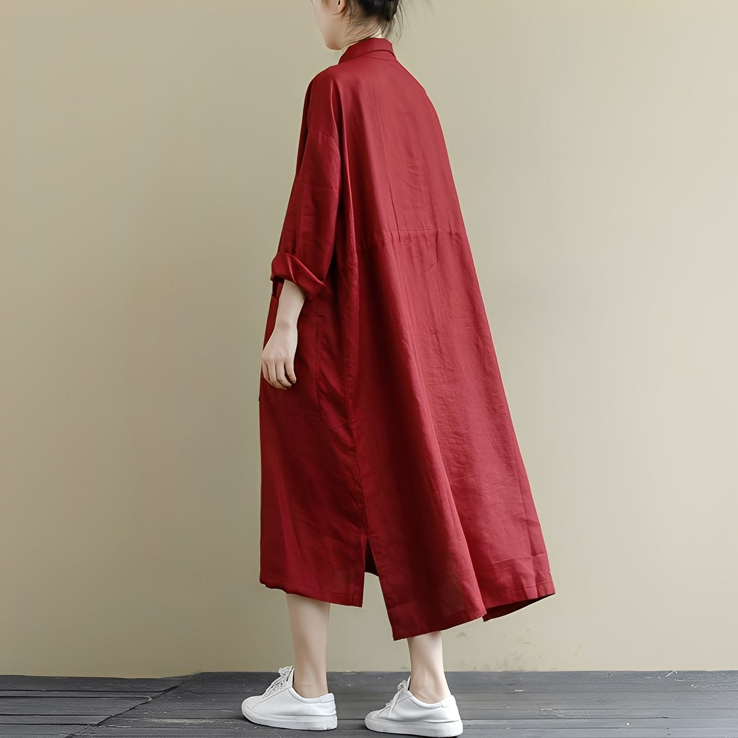 Chelsie - Oversized-maxišaty s knoflíky pro dámy