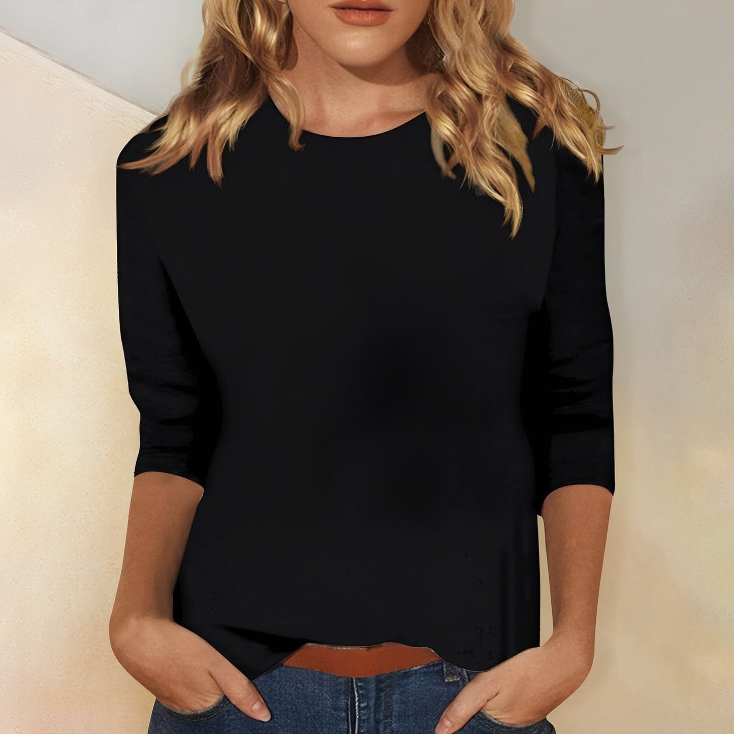 Katherina - Neformální tričko s dlouhým rukávem a kulatým výstřihem pro dámy