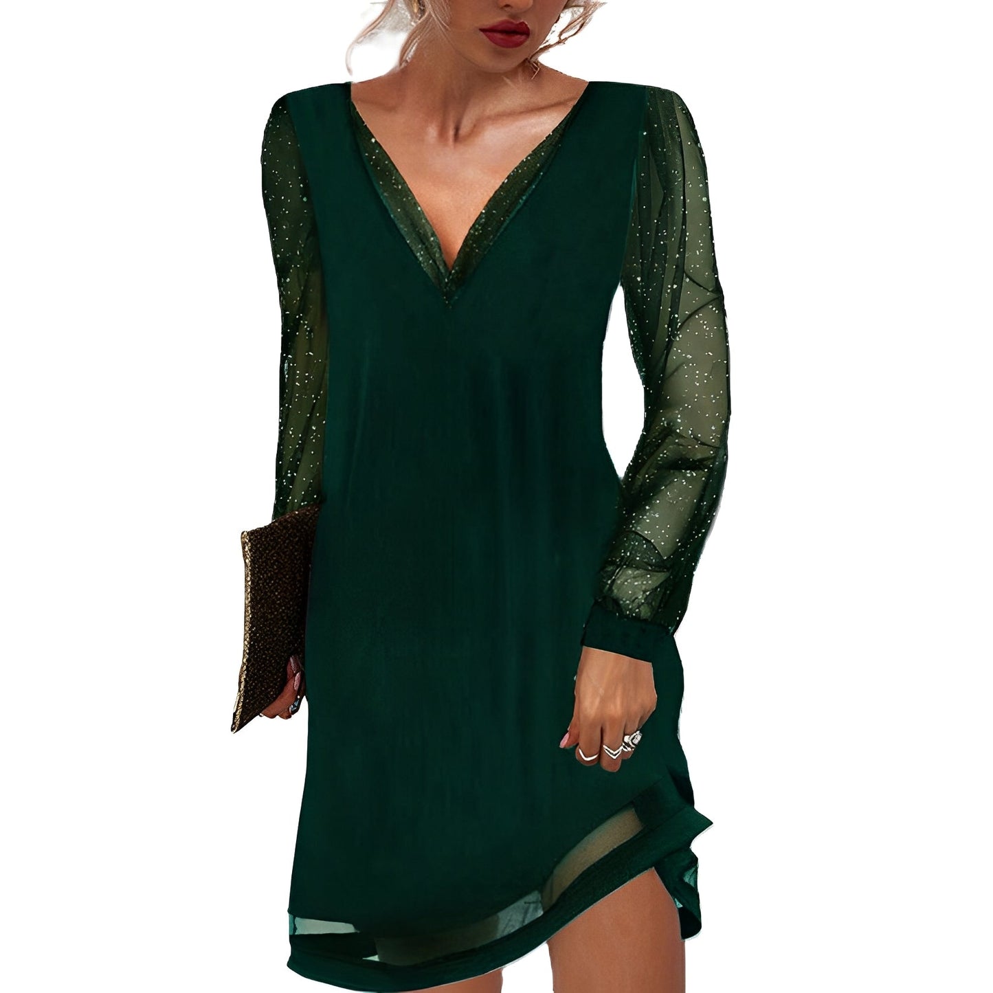 Annalee - Elegantní šaty s průhlednými rukávy pro ženy