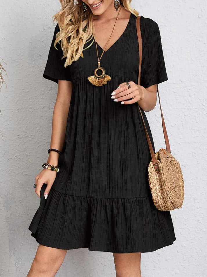 Julia - Šaty V-Neck Ženský a Plynulý