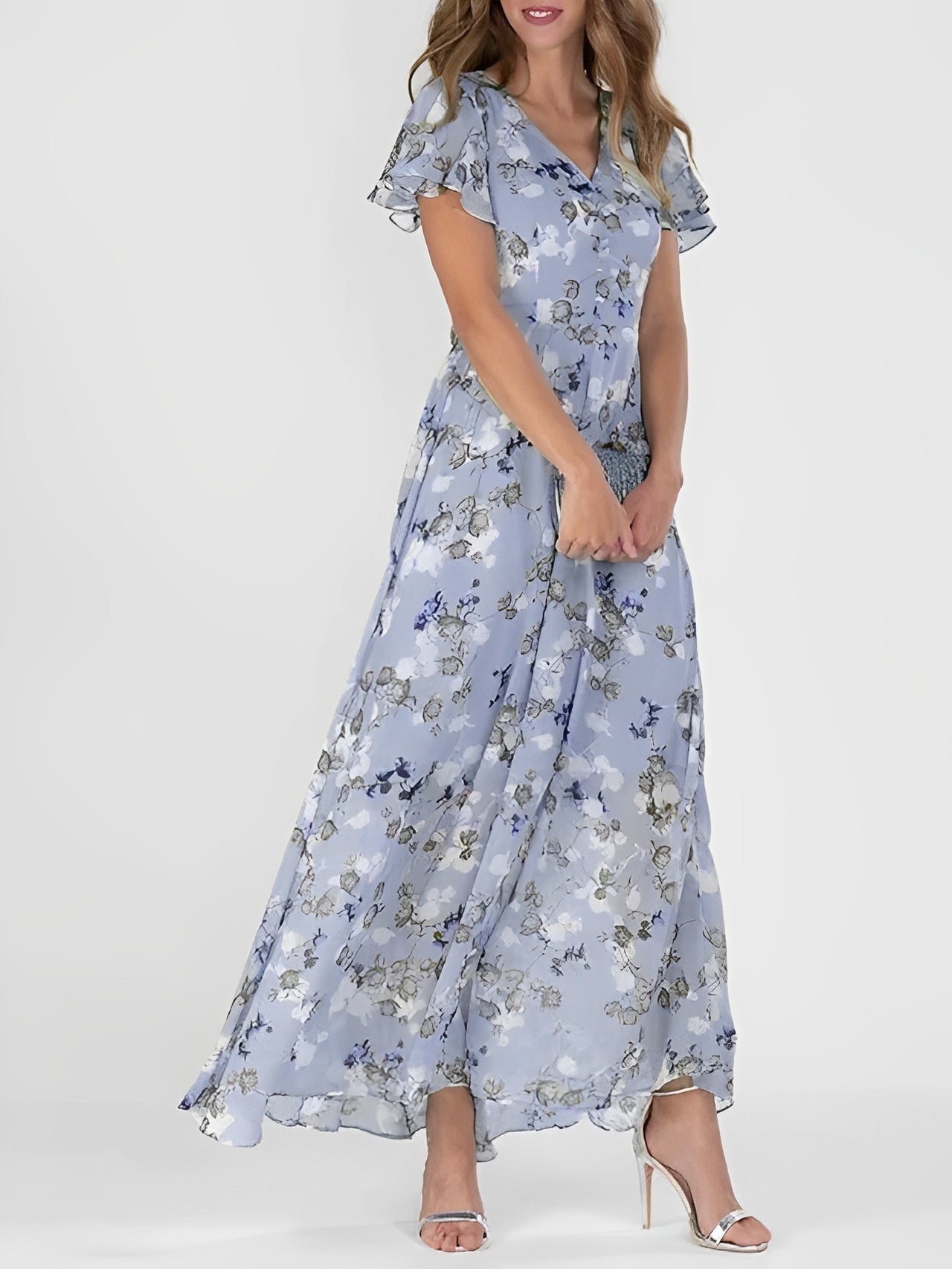 Giselle - Elegantní midi šaty s květinovým potiskem pro dámy
