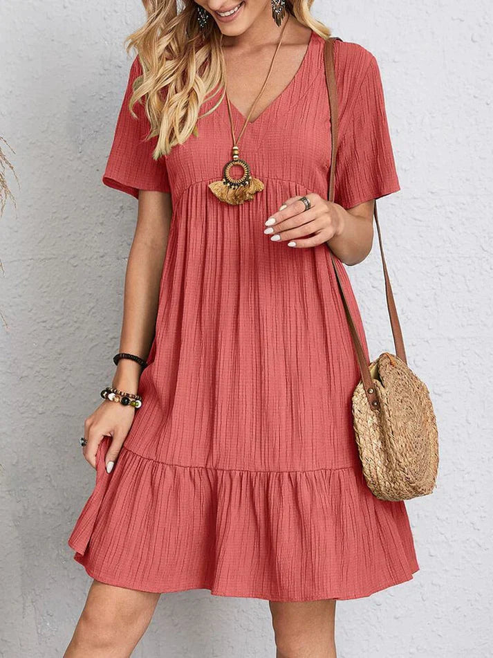 Julia - Šaty V-Neck Ženský a Plynulý