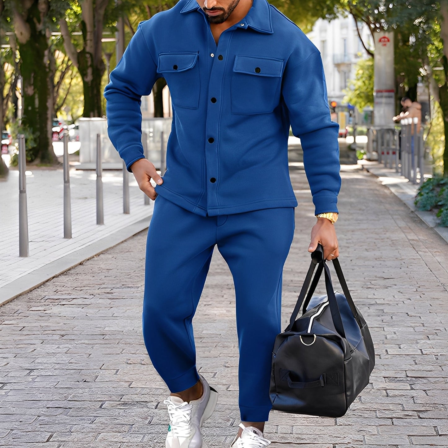 Kent - Lehké Slim-Fit Set z Hemdem a Kalhotami pro Muže