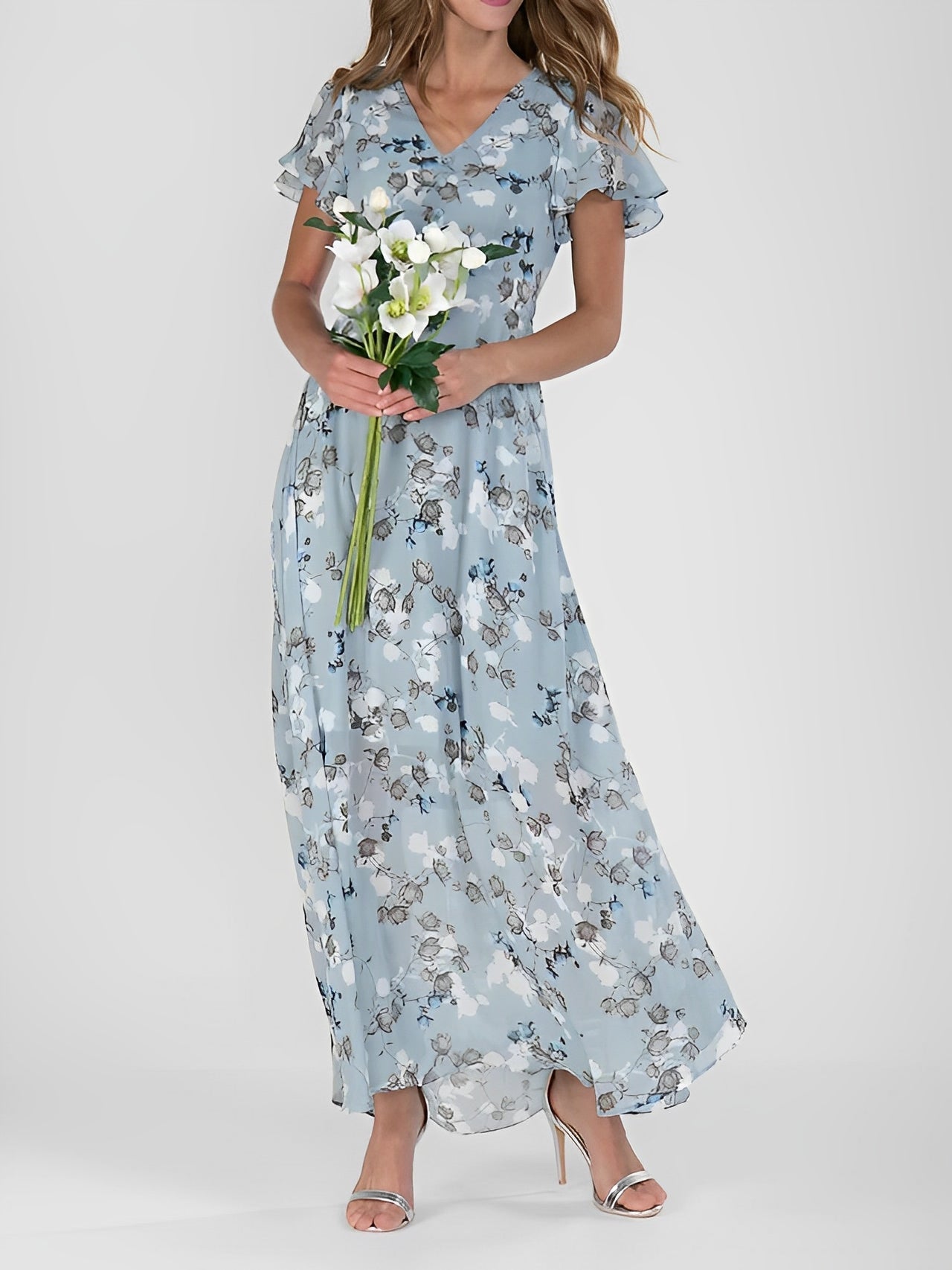 Giselle - Elegantní midi šaty s květinovým potiskem pro dámy