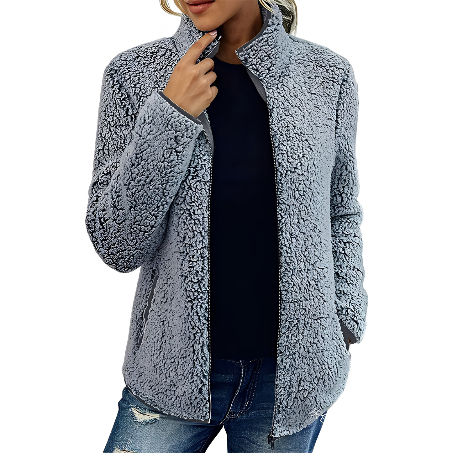 Alethea - Elegantní fleece-sametový kabát pro dámy