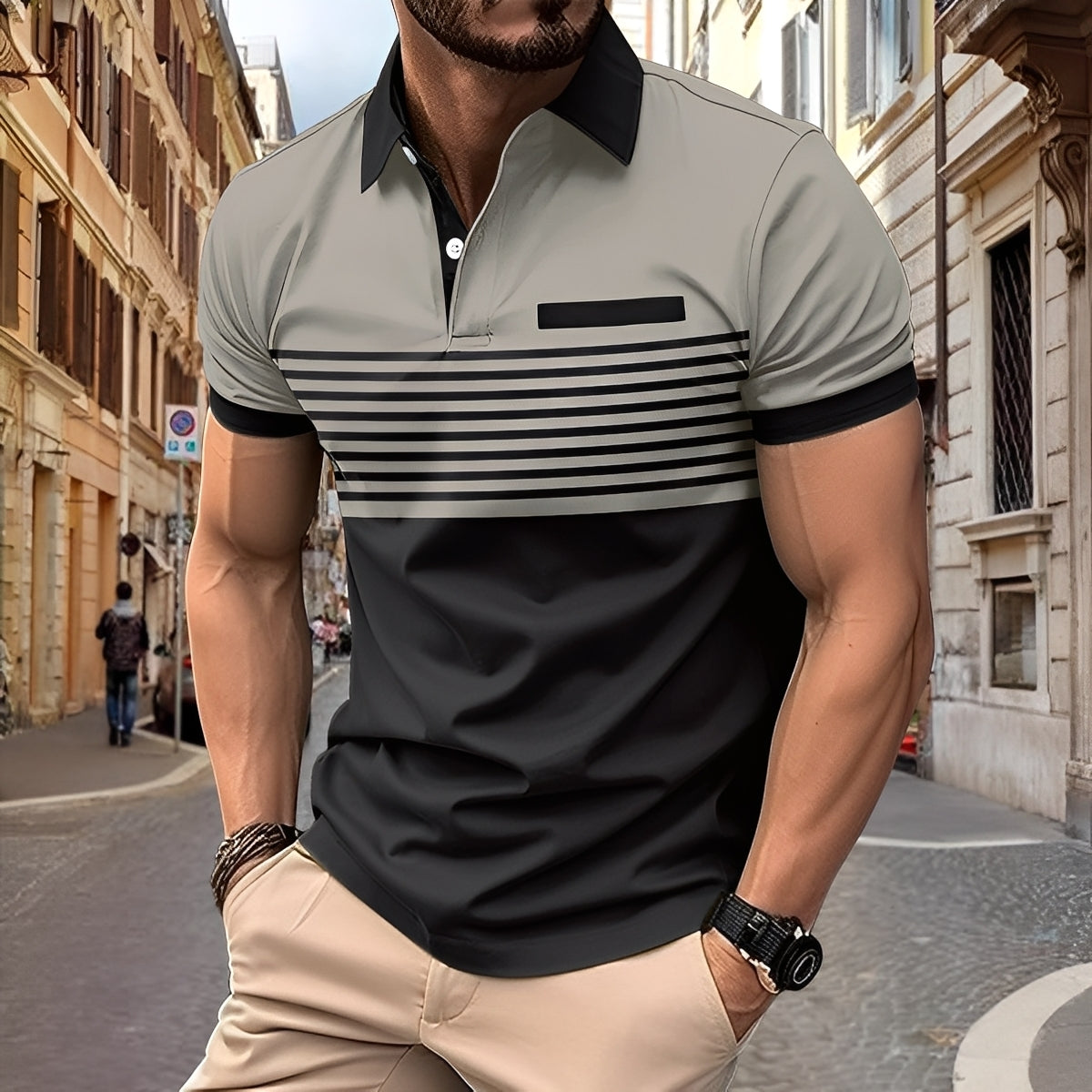 Rayden - Stylové pruhované polo tričko pro muže