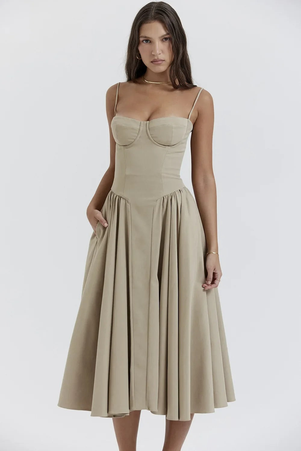Jutte - Dámské bezrukávové midikleid