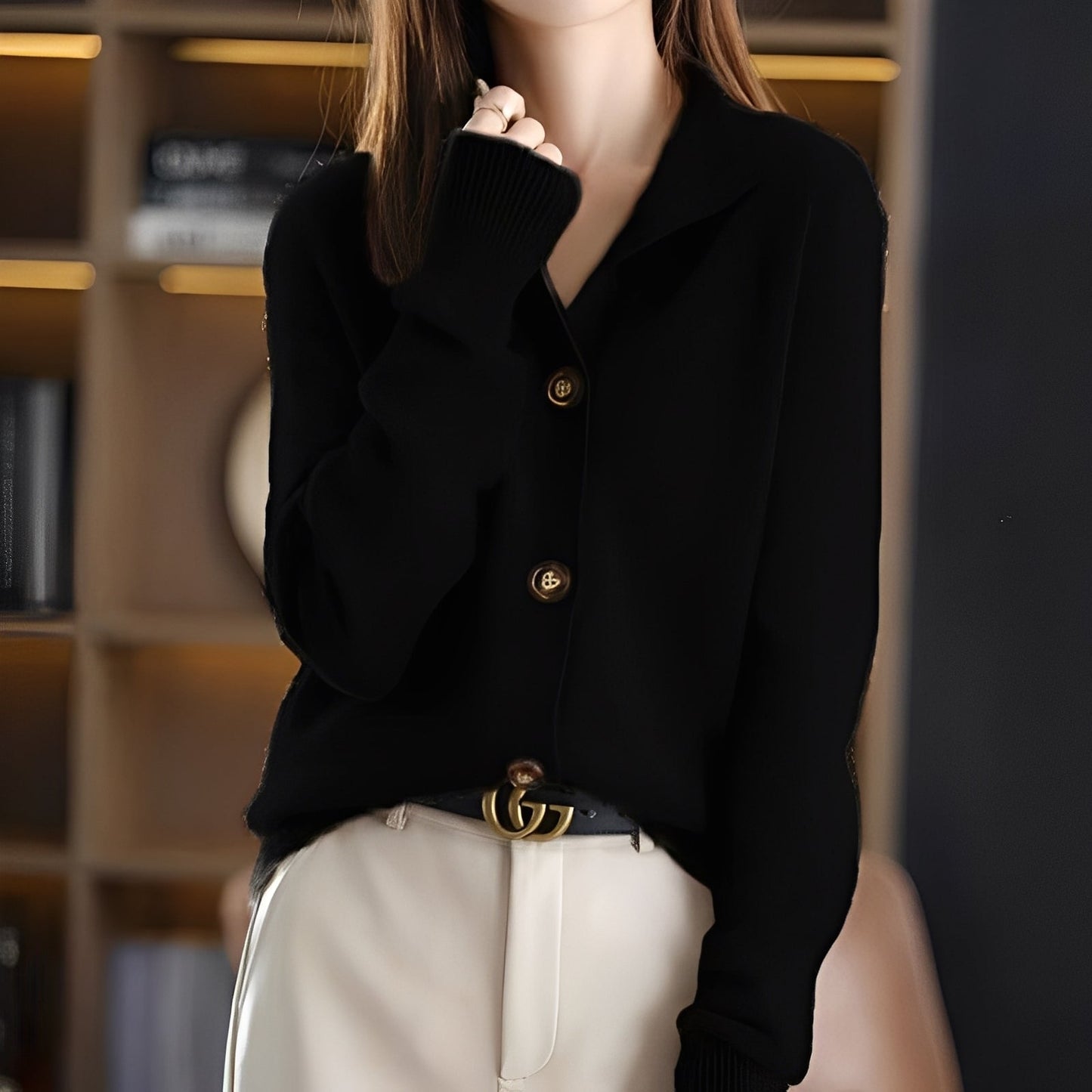 Adalynn - Elegantní, volně sedící svetr s knoflíky pro dámy