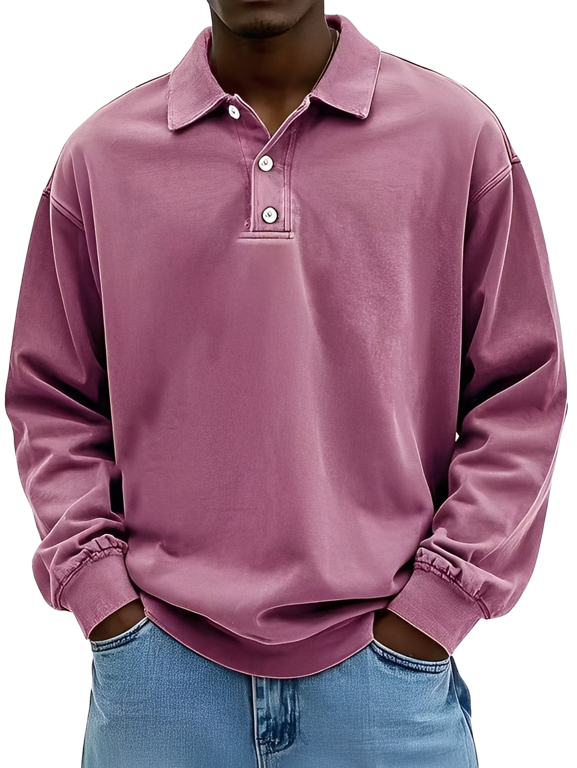 Clayton - Klasické Dlouhý Rukáv Poloshirt pro Muže