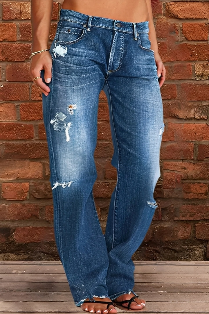 Demetria - Klasické Washed-džíny s nízkým pasem pro dámy