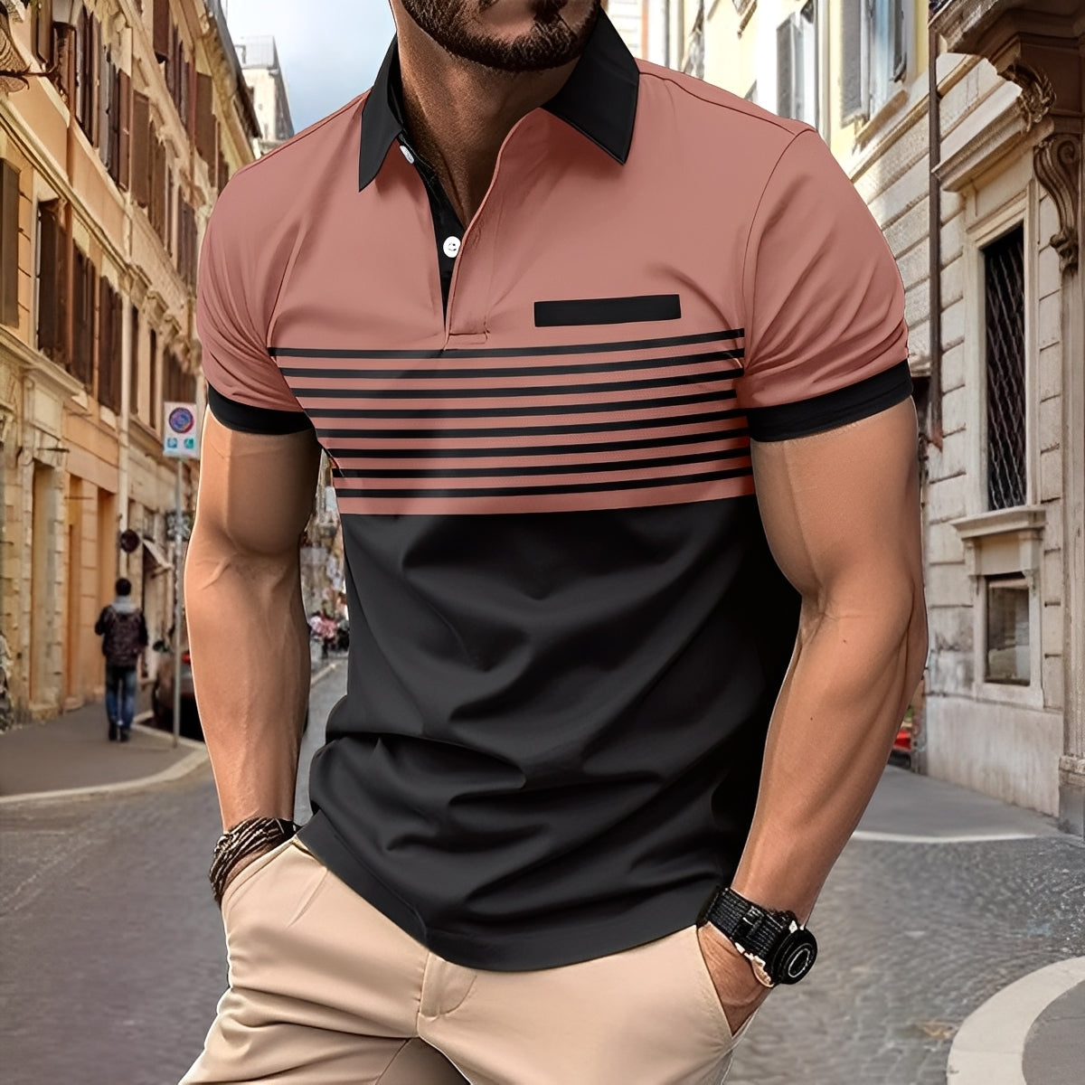 Rayden - Stylové pruhované polo tričko pro muže