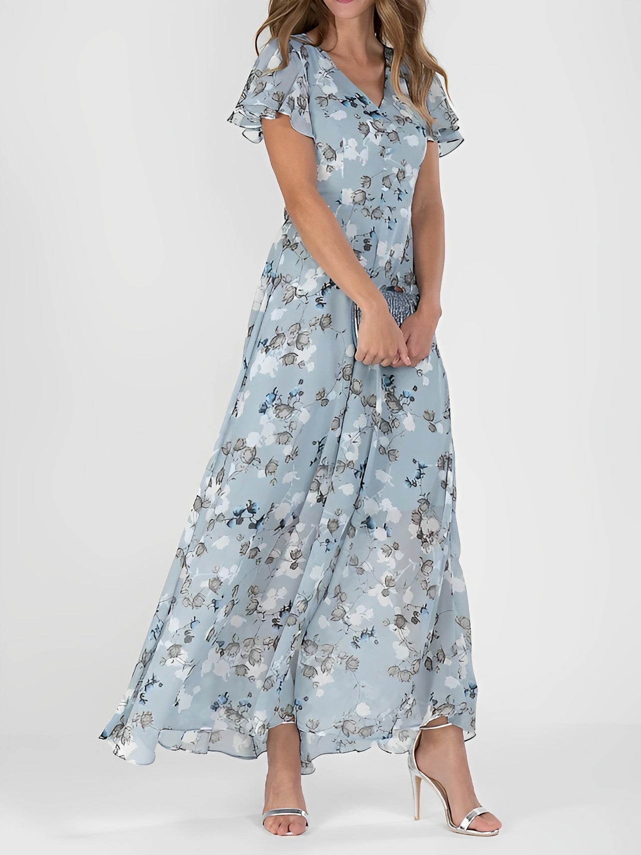 Giselle - Elegantní midi šaty s květinovým potiskem pro dámy